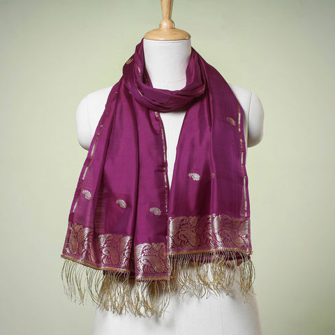 Buy Pink Handloom Silk Scarf Online at