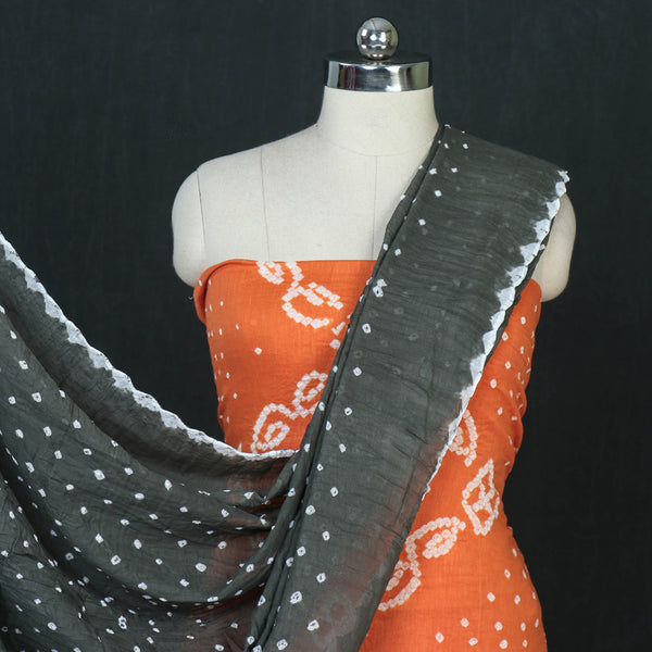 Buy Kutchi Bandhani Cotton 3pc Suit Material Set Online at