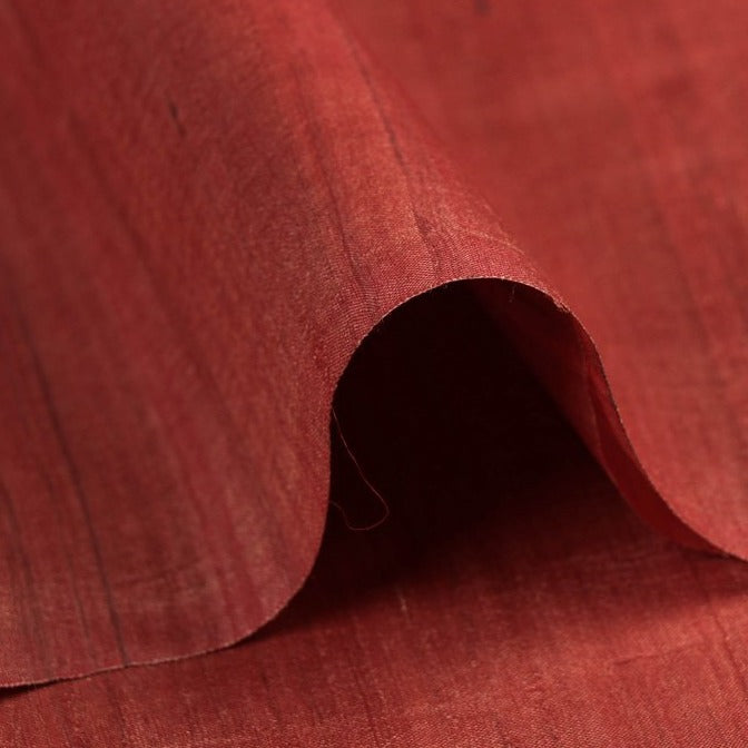 Red - Handwoven Pure Desi Tussar Silk Fabric from Bhagalpur