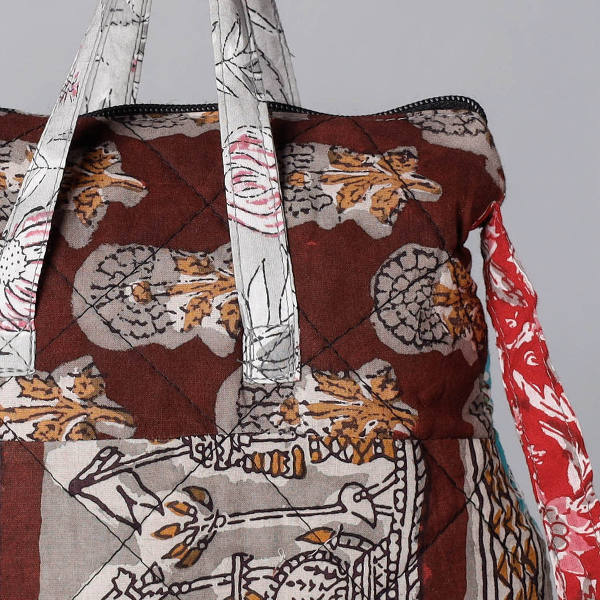 Patchwork Quilted Block Printed Cotton Sling Bag