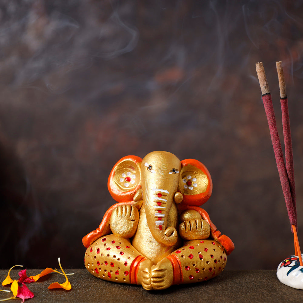 Buy Handpainted Eco-friendly Clay Ganesha Idol Online at iTokri ...