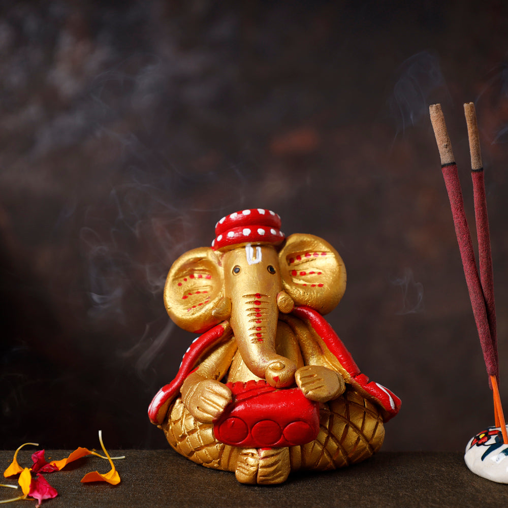 Buy Handpainted Eco-friendly Clay Musician Ganesha Idol Online at ...