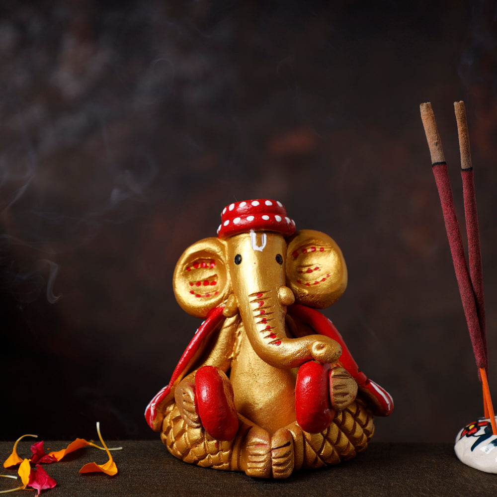 Buy Handpainted Eco-friendly Clay Musician Ganesha Idol Online at ...