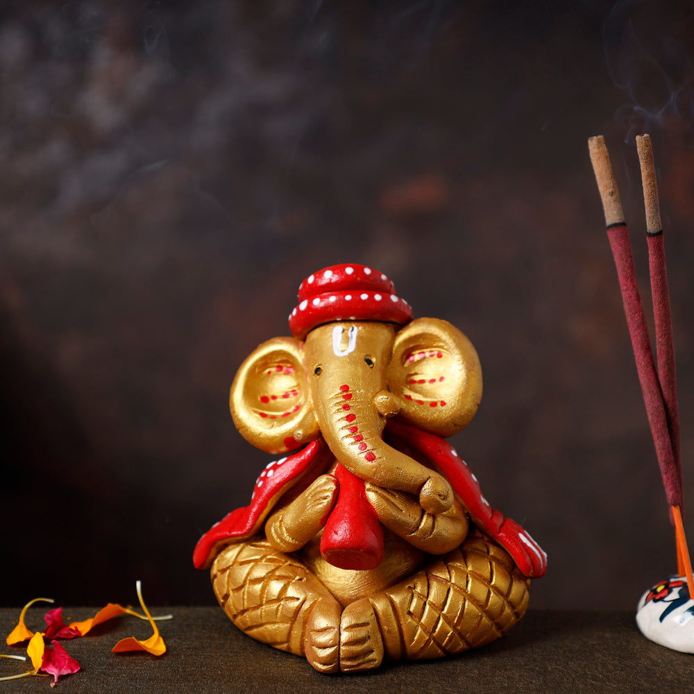 Buy Handpainted Eco-friendly Clay Musician Ganesha Idol Online at ...