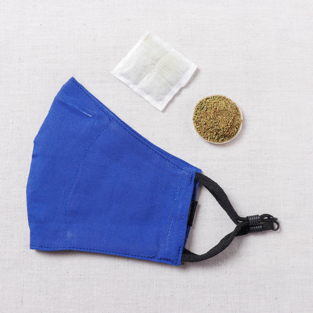 Herb Pocket Plain Cotton 3 Layer Snug Fit Face Cover