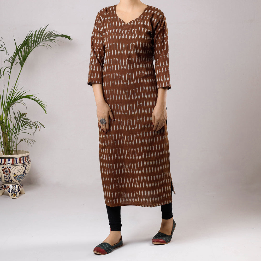 Buy iTokri Casuals - Ikat Weave Cotton Long Kurta Online at iTokri ...