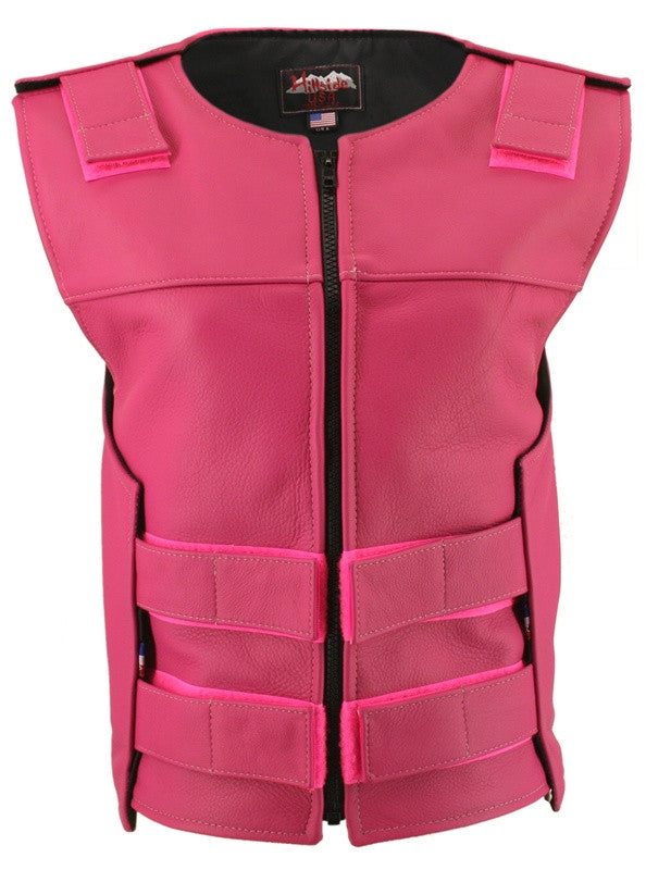 Womens Made in USA Zippered Bullet Proof Style Leather Motorcycle Vest | eBay