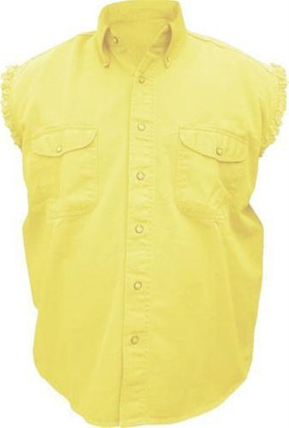 Men's Yellow Sleeveless Shirt 100% Cotton Twill