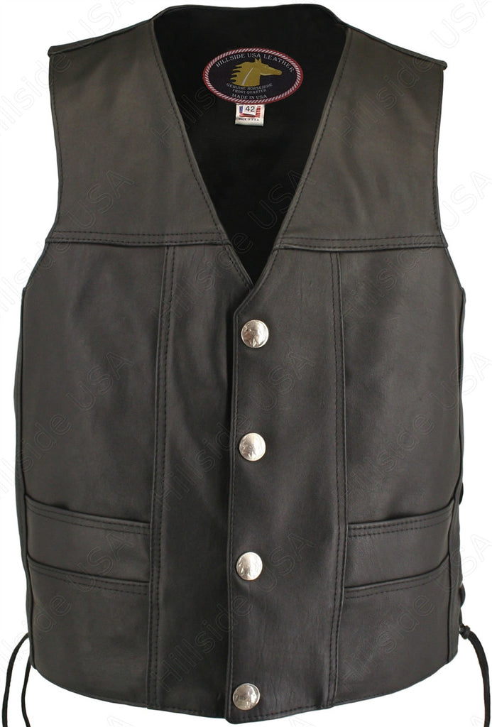 Classic Biker Leather — Made in USA Horsehide Leather Motorcycle Vest ...