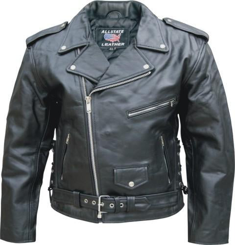 Classic Biker Leather — Black Cowhide Classic Leather Motorcycle Jacket ...