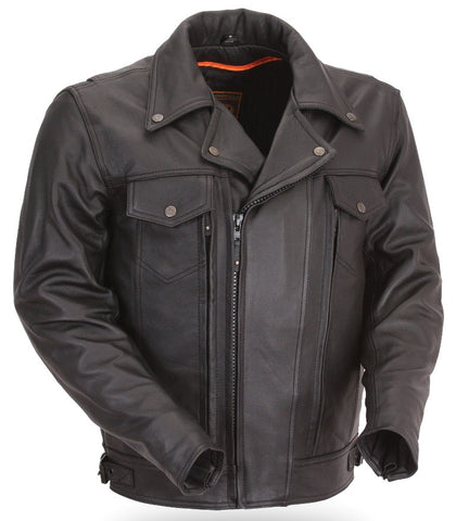 Classic Biker Leather — Men's Mastermind Black Leather Vented ...
