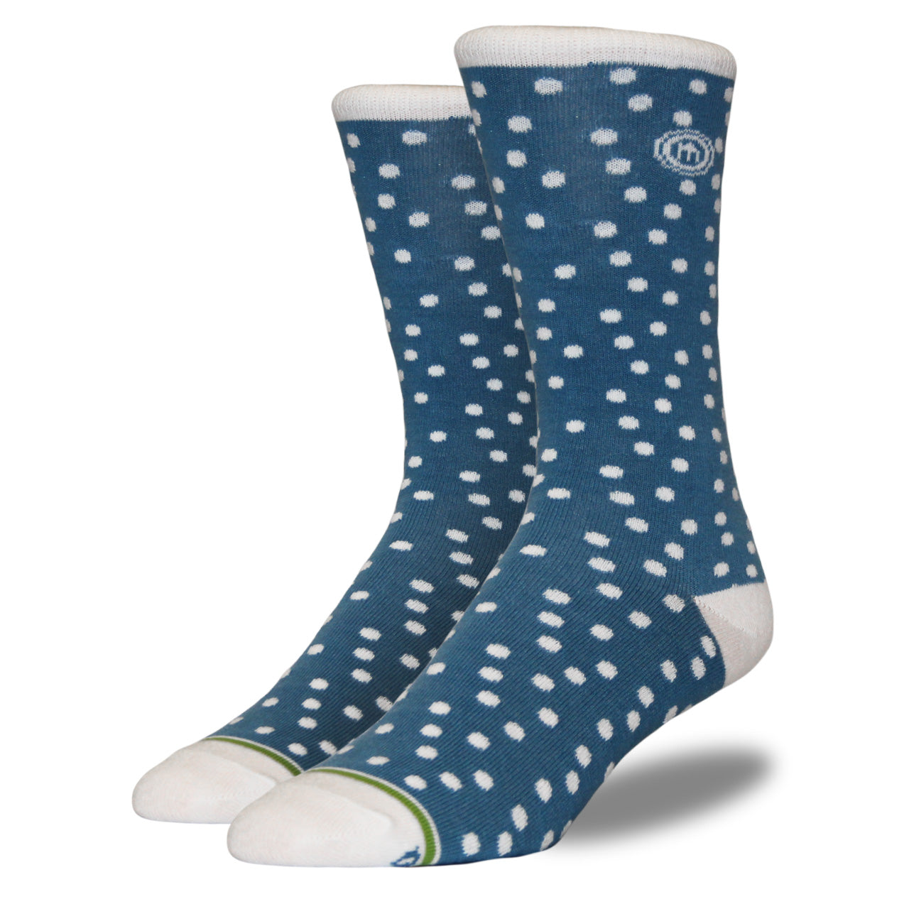 Men's Light Blue and White Polkadot Socks