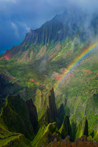rainbow along the napali coastline in Kauai Hawaii. Fine Art Nature Photography by Lijah Hanley. 