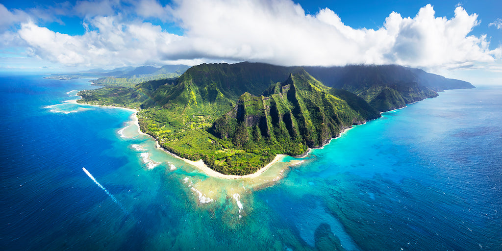 fine art nature aerial photograph of Kauai.