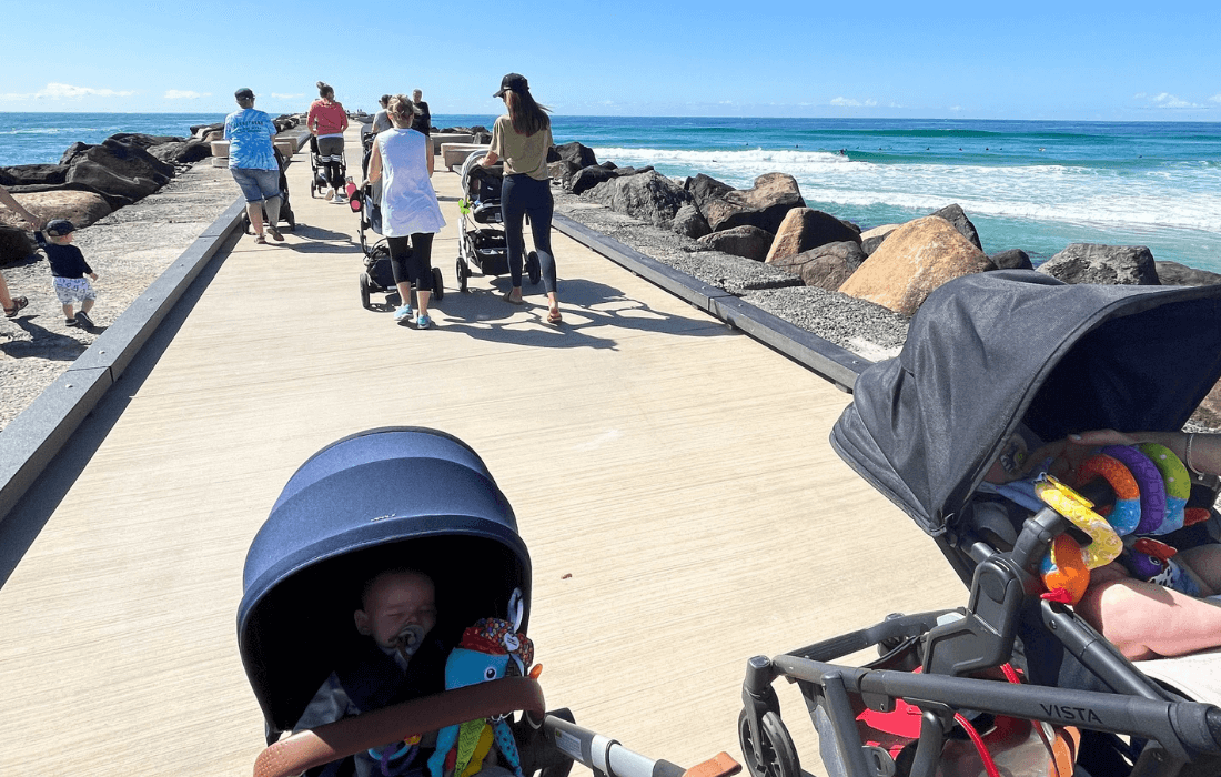 The Spit - mum and bub walk on the gold coast