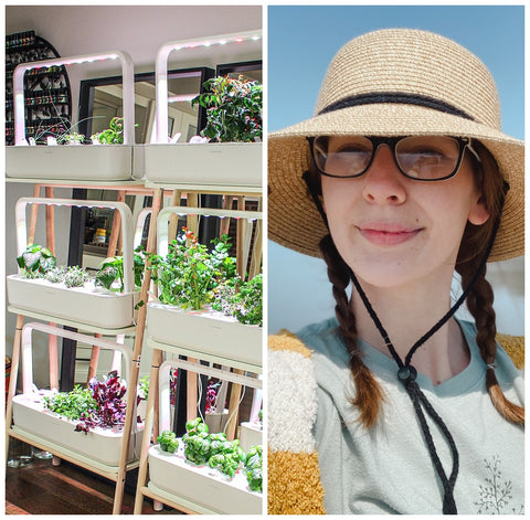 Collage of a woman and smart gardens