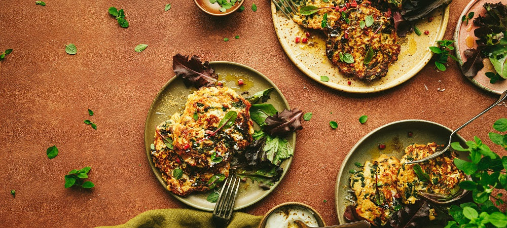 Rainbow Chard Cauliflower fritters with Marjoram.