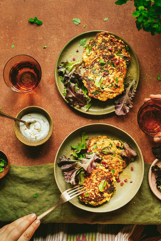 Rainbow Chard Cauliflower fritters with Marjoram.