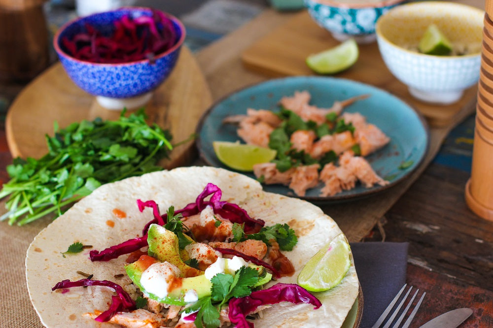 Food wraps in the process of being made.