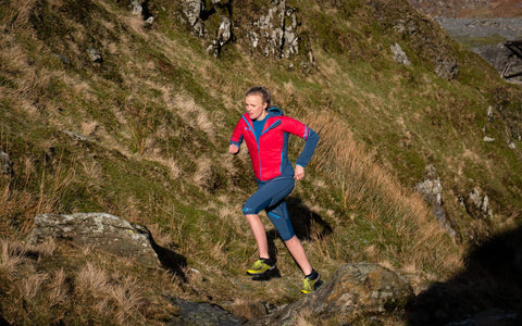 Jo Rycroft from VOOM trail running uphill
