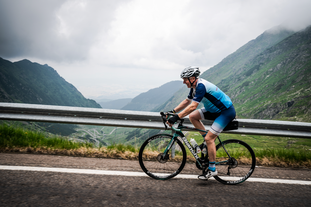 Pedalnorth Cycling editor Robert Thorpe cycling uphill on his beloved Bianchi bike