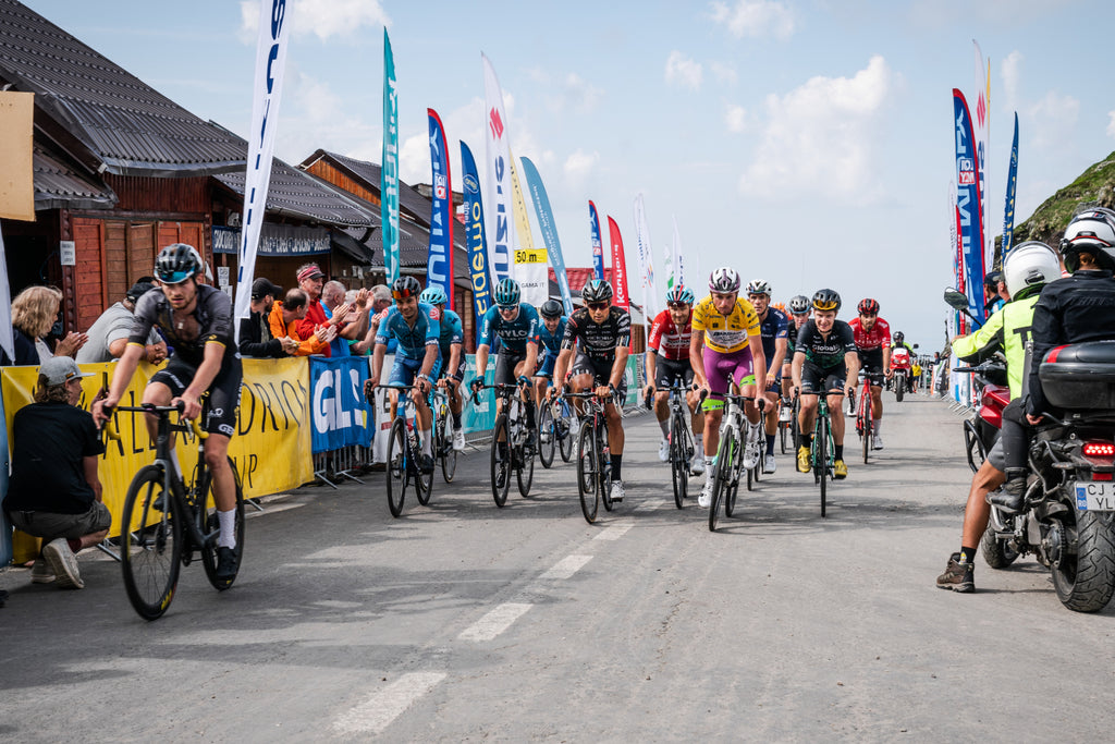 FIORELLI Filippo crosses the finish line in yellow jersey on stage 2 of the Sibiu Cycling Tour