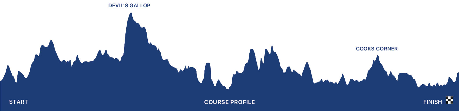 A course profile of the Windermere Marathon route course profile.