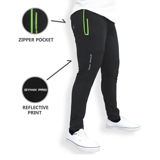 Men Reflective Print Zip Pocket Sports Pants
