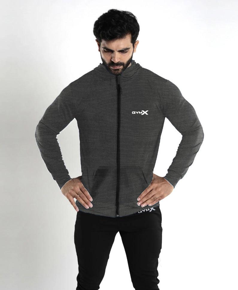 GymX Grey line pattern hoodie - Sale