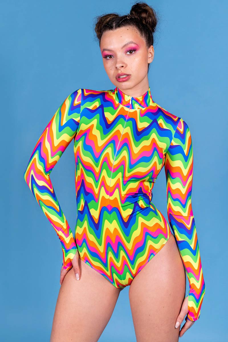 Rainbow Paradise Cutout Thong Bodysuit for Pride