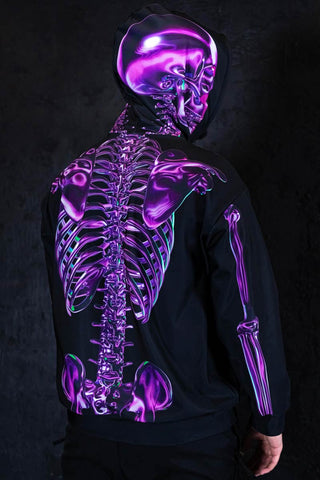 purple skeleton men hoodie for halloween costume