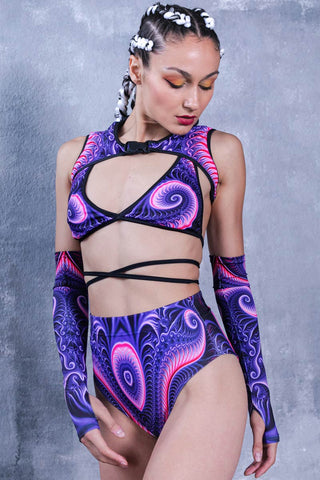 matching co-ord set for women in purple to wear at rave and music festivals