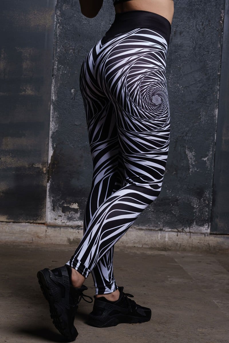 Zero Gravity Running Leggings - Grey Zebra Check Print, Women's Leggings