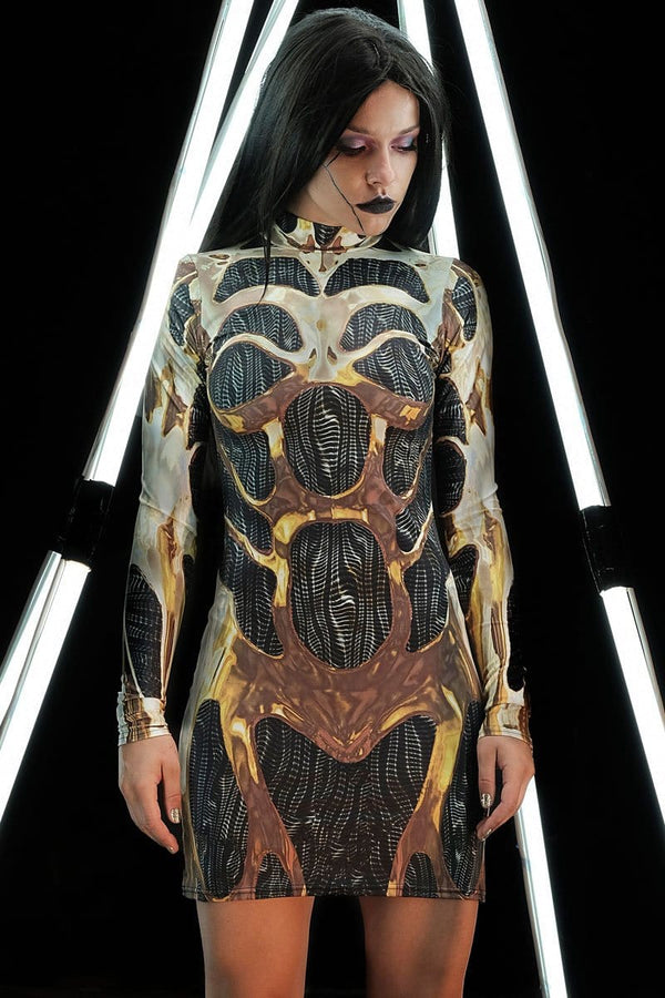 Golden Cyborg Bodycon Dress