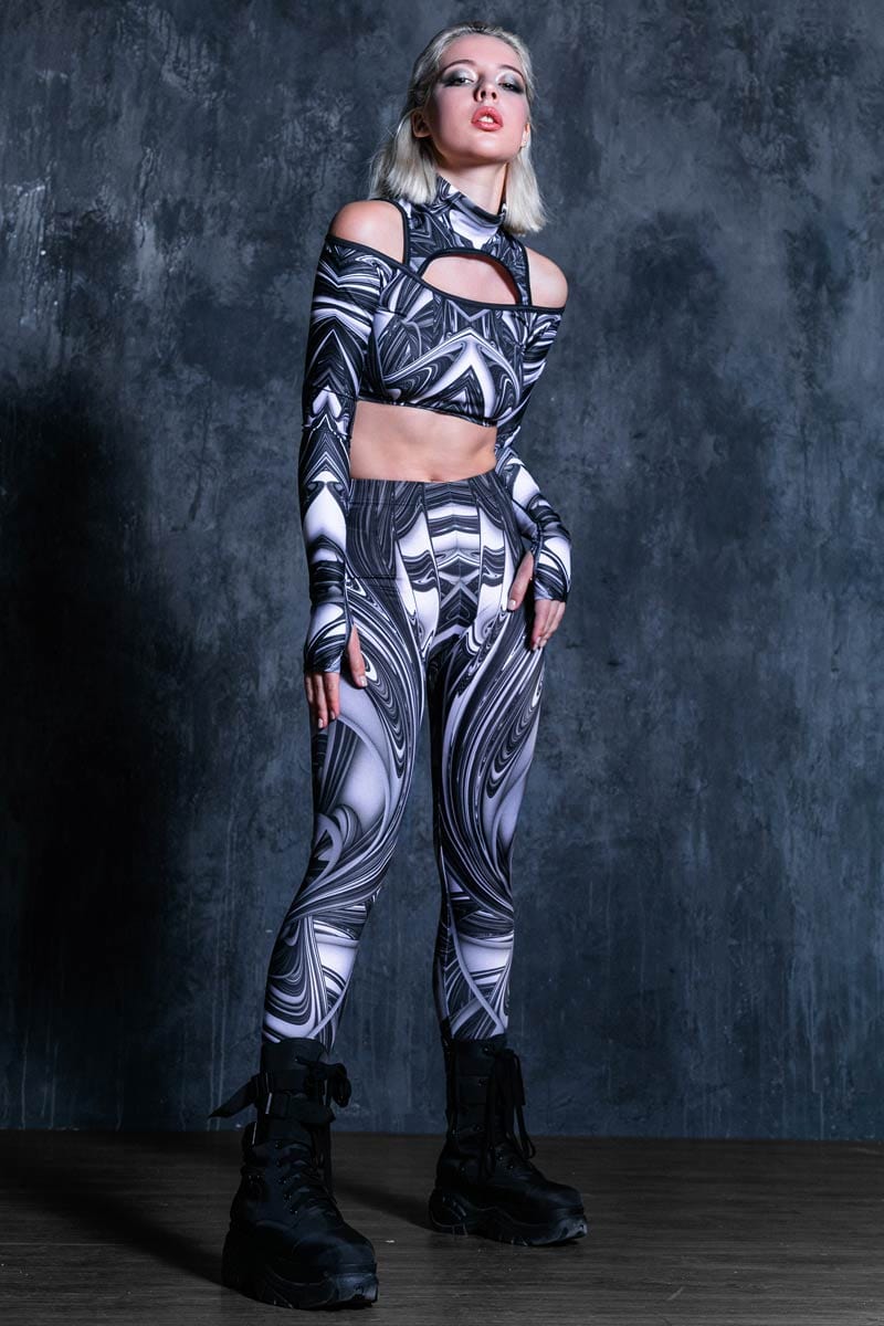 Liquid Steel High Waisted Spandex Leggings | Devil Walking