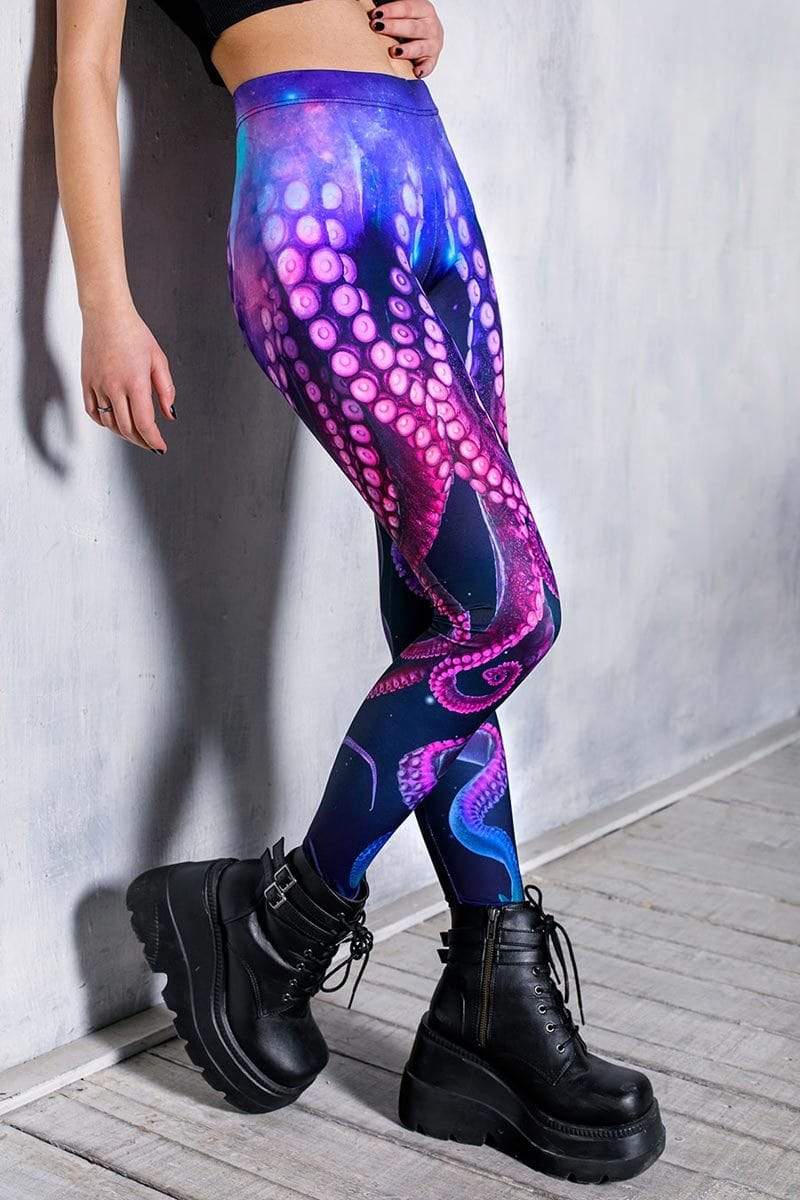 Glow in the Dark Jellyfish Full Leg Leggings Yoga Leggings Women's Black  Leggings Women's Festival Leggings Jellyfish Yoga Pants 