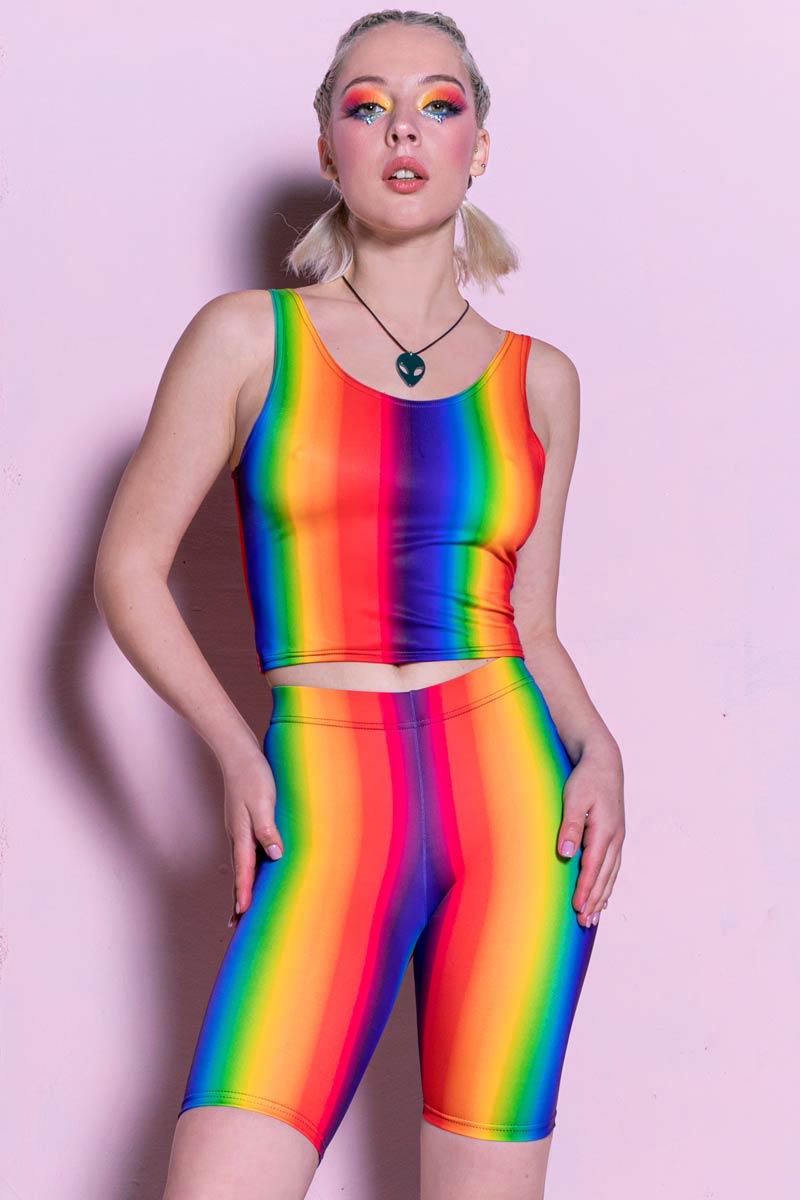 Rainbow Checkered Bra Top for Pride Festivals