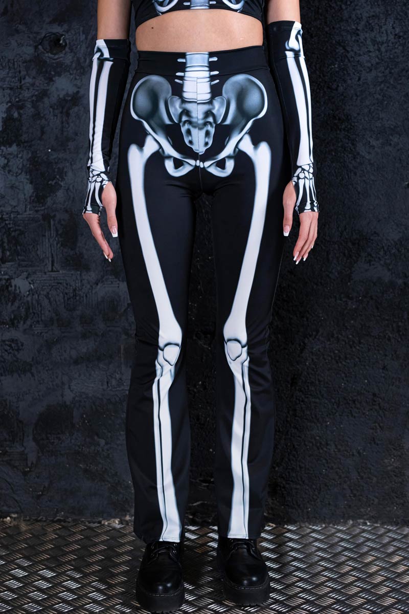 Moonlight Skeleton Flare Pants in Blue