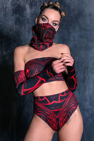 Red Dragon Rave Neck Gaiter Front View