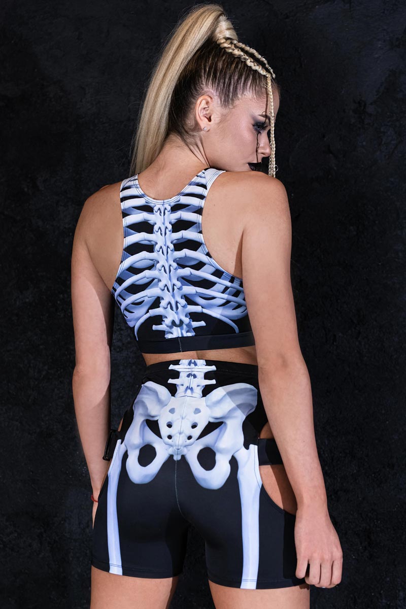 Rainbow Skeleton Bra Top for Rave Pride Girls