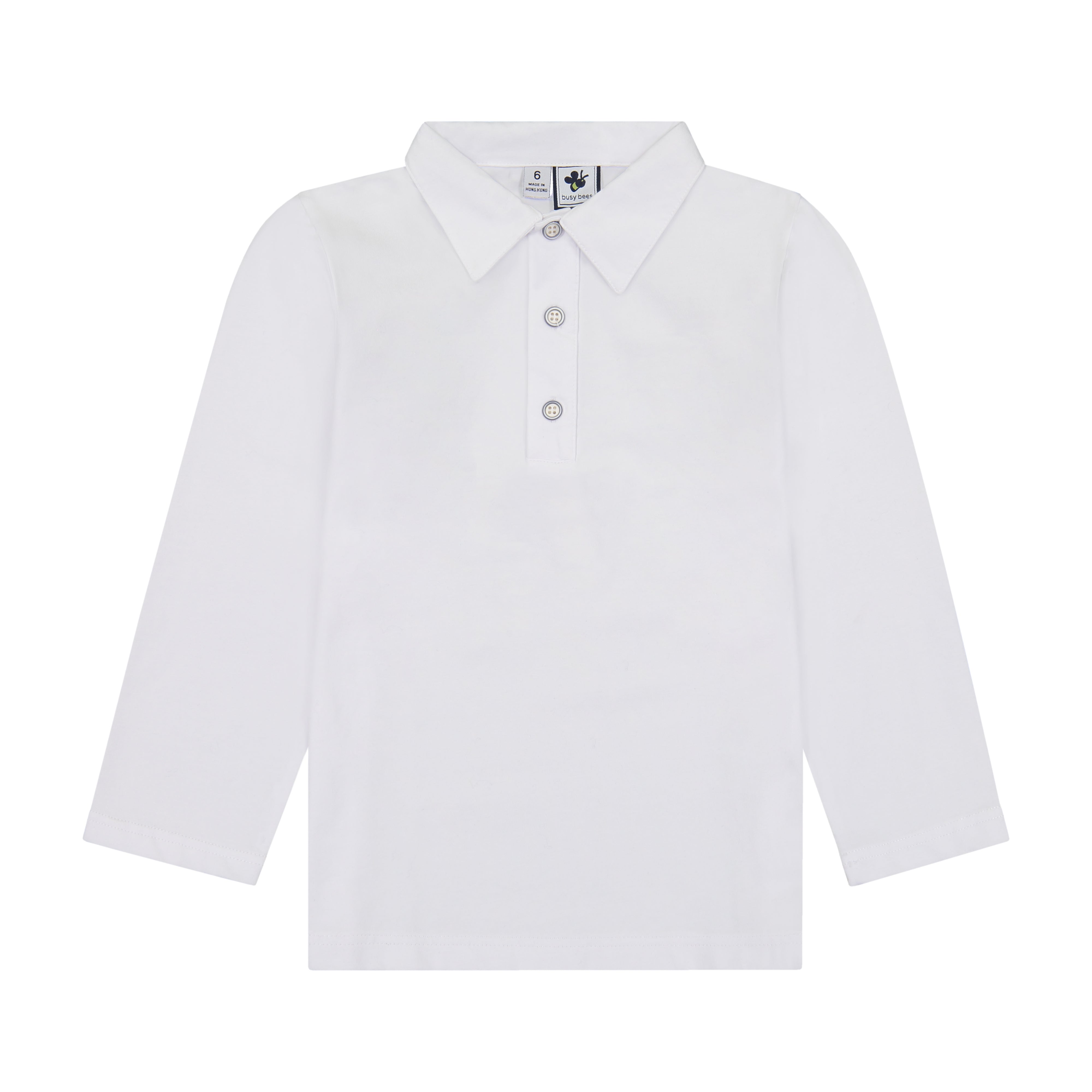 Busy Bees Boys Long Sleeve Polo White Knit