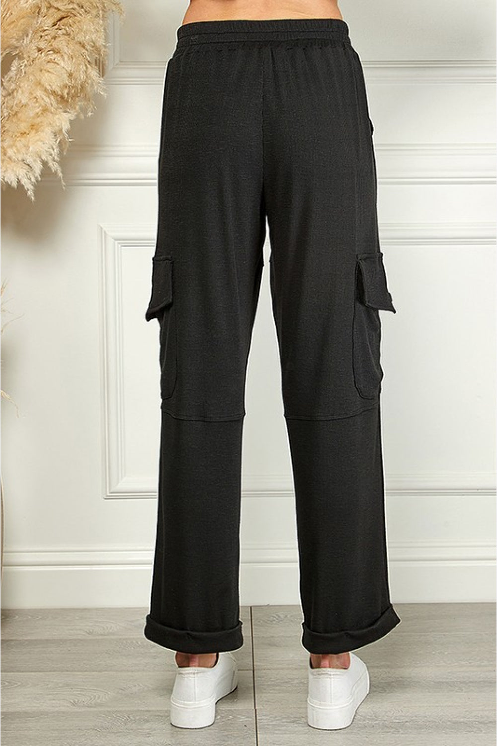 Blumin Apparel Full Size Elastic Waist Cuffed Cargo Pants | Pants - CHANELIA