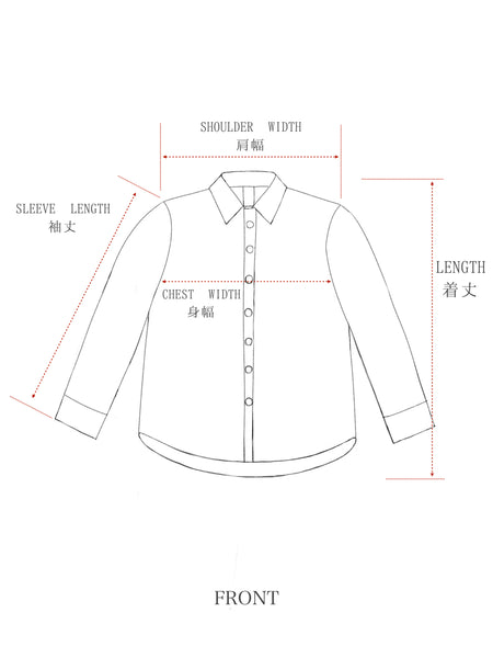 Kimonofuku size chart shirts