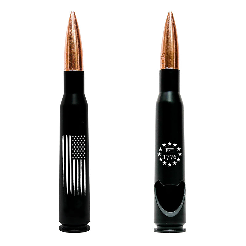 .50 Cal American Flag Bullet Bottle Opener – Previously Fired USA BMG .50 Caliber - Fort Sill Photography product image