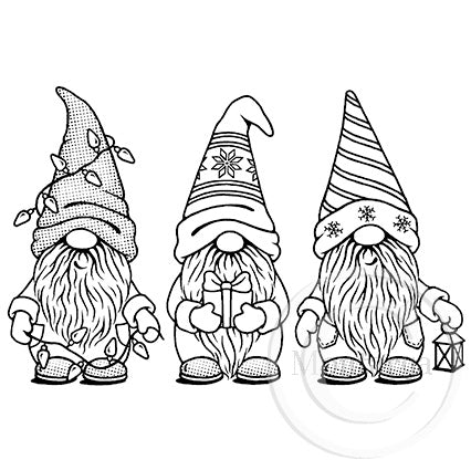 2399 GG - Christmas Gnome Trio | Rubber Stamps by Montarga