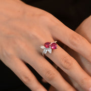 Stylish Vine Ring With Created Ruby Engagement Ring In White Gold or Sterling Silver Size  5-9 R2461
