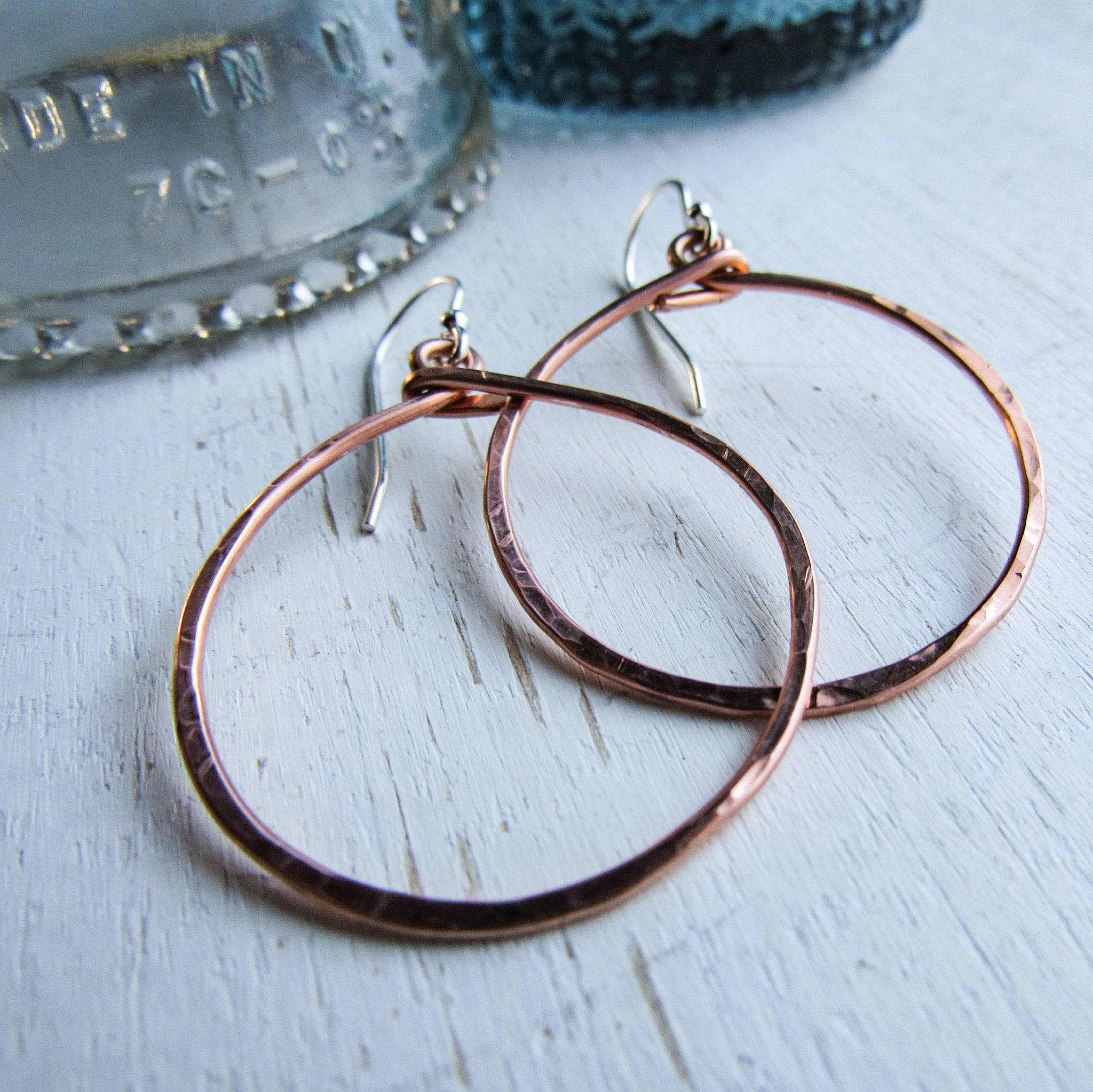 Hammered Copper Hoop Earrings - Taproot Magazine