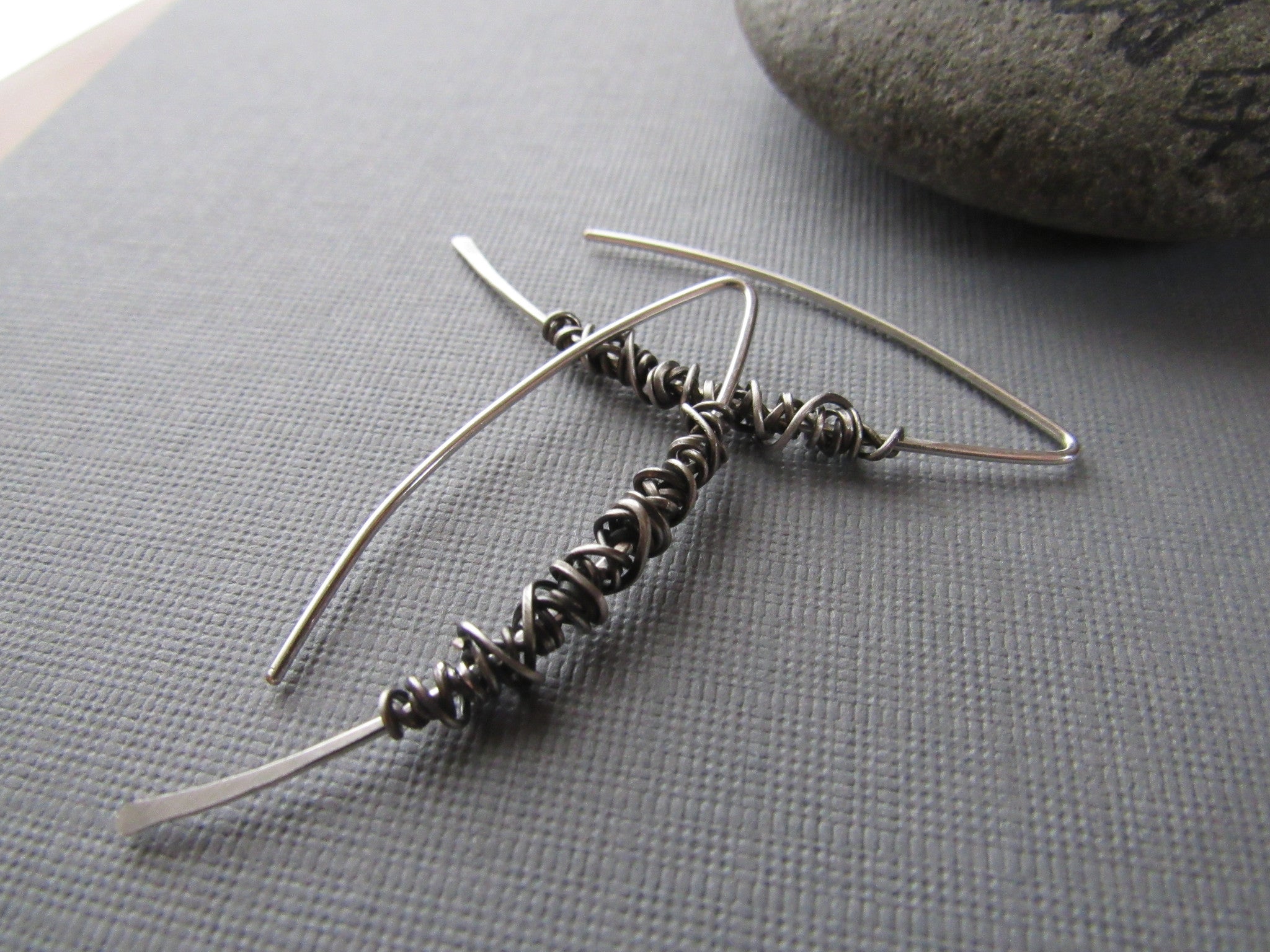 Oxidised Sterling Silver Earring Hooks Ear Wires Handmade Artisan Bold  Tumbleweed 1/5/15 Pairs 