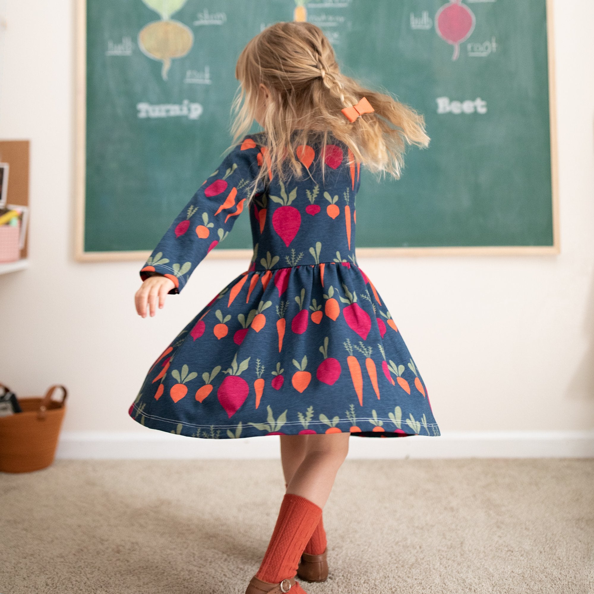 Calgary Dress - Dahlias Night Sky