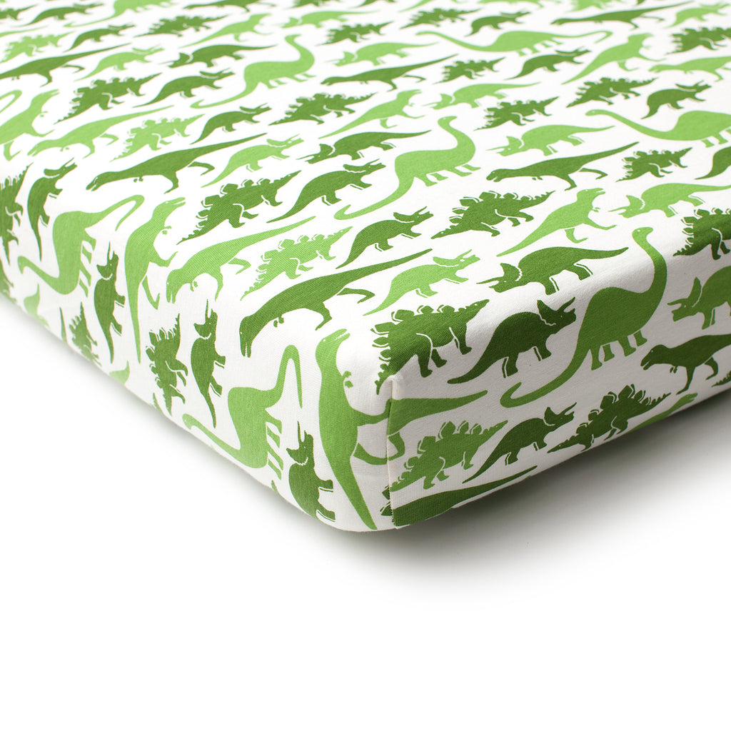 Fitted Crib Sheet Dinosaurs Green Winter Water Factory